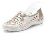 Waldläufer Slipper mit Leder-Massagefußbett BEIGE-BRONZE