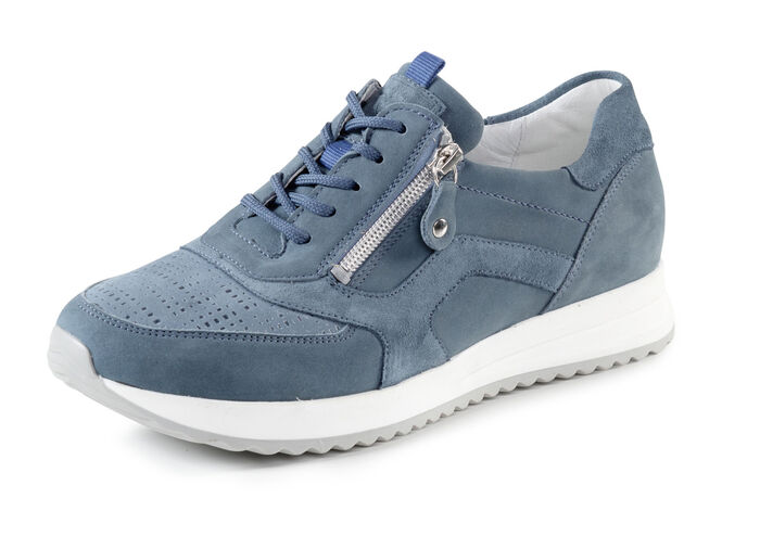 Waldläufer Schnürschuh aus teilweise geprägtem Nubukleder JEANS