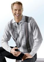 Faszinierender Polopullover mit kurzem Reißverschluss SILBERGRAU MELIERT