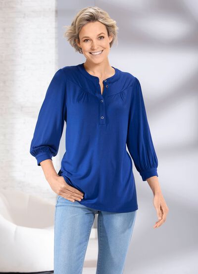 Shirt mit kurzer Knopfleiste in 2 Farben 
