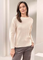 Pullover in Feinstrick ECRU-GOLDFARBEN