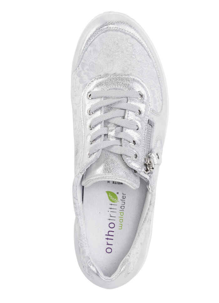Waldläufer Schnürschuh mit floral bedrucktem Elastikmaterial SILBER-WEISS