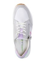 Waldl&auml;ufer Schn&uuml;rschuh mit zart schimmerndem Nappaleder mit Textil-Besatz SILBERGRAU-MULTICOLOR