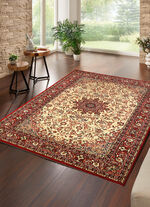 Strapazierfähige Brücken und Teppiche mit besonders hohe Flordichte BEIGE MEDAILLON