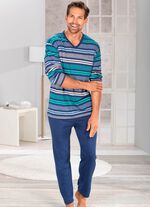 Schlafanzug mit V-Ausschnitt und garngef&auml;rbtem Ringel 