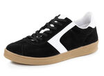 Sneaker aus Veloursleder mit Nappa-Besätzen und gepolstertem Schaftrand SCHWARZ