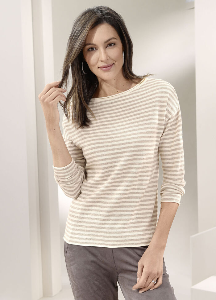 Pullover in Feinstrick ECRU-GOLDFARBEN