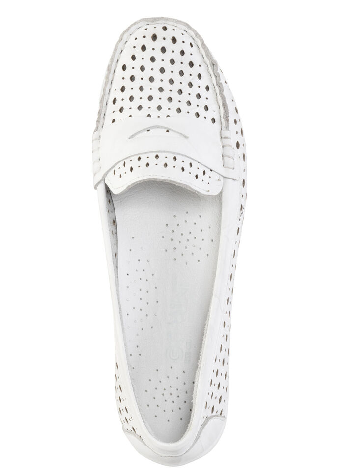 Gemini Slipper aus Nappaleder mit Lederspange WEISS