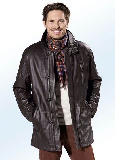 Lederjacke mit Reißverschluss-Doppeltaschen 