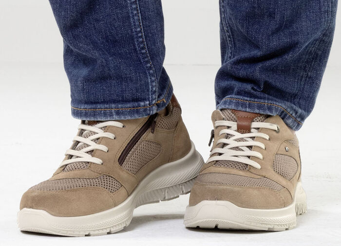 Sportliche Herren-Schn&uuml;rschuhe, Weite H, mit herausnehmbarem Fu&szlig;bett BEIGE
