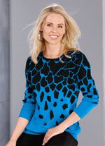 Pullover in Jacquard-Dessin AZURBLAU-SCHWARZ