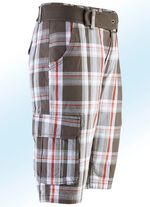 Bermudas mit G&uuml;rtel und Cargotaschen in 2 Farben OLIV-WEISS