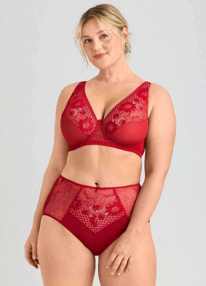 Miss Mary Miederslip mit unterlegter Elastikspitze ROT