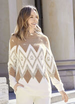 Pullover mit flauschigem Effektgarn CAMEL-ECRU-GOLDFARBEN