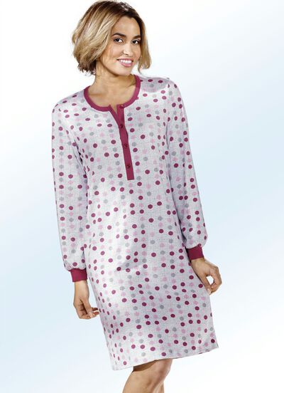Zweierpack Nachthemden, Langarm mit Knopfleiste und Bündchen 