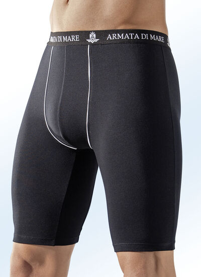 Dreierpack Longpants, uni mit Zierpaspeln 