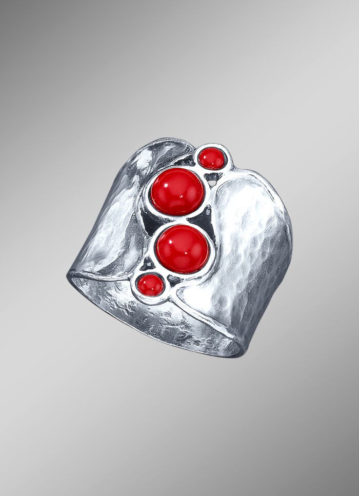 Au&szlig;ergew&ouml;hnlicher Damenring mit Koralle 