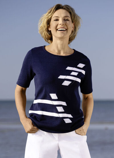 Pulli mit Intarsien-Vorderteil 