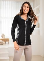 Shirtjacke mit silberfarbenen Zierpl&auml;ttchen 