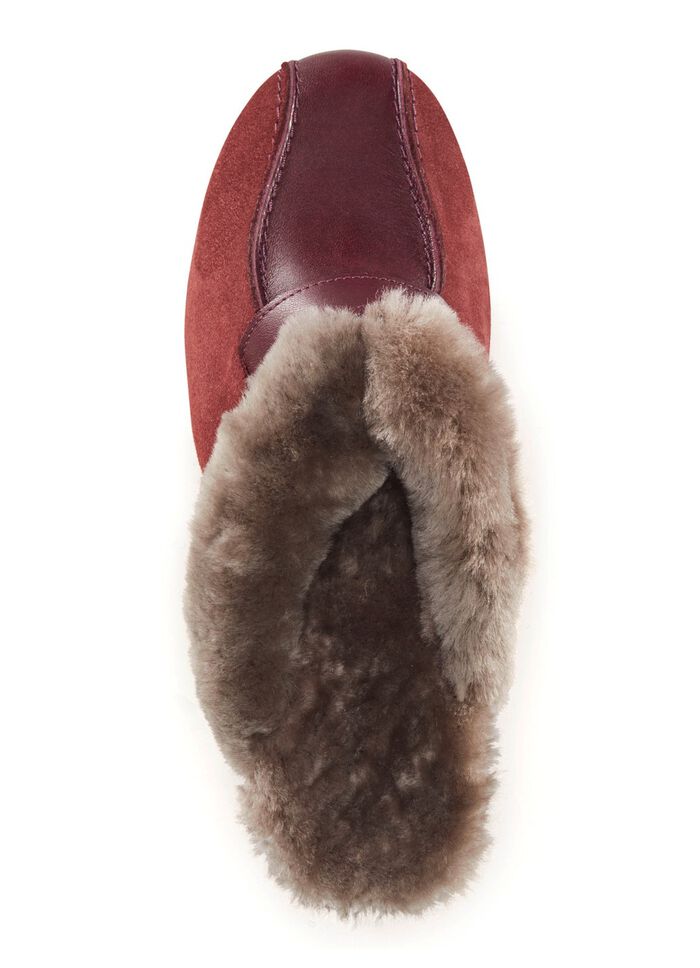 Pantoffel in 3 Farben mit echtem Lammfellfutter BORDEAUX-BRAUN