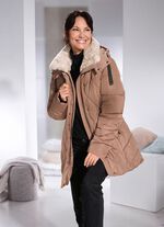 Jacke mit Kunstpelz-Besatz am Kragen 