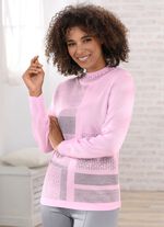 Pullover mit Jacquard-Dessin ROSE-GRAU MELIERT
