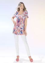 Longshirt mit Faltenlegung am Halsausschnitt in 2 Farben APRICOT-BLEU