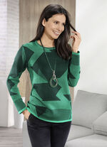 Pullover in Jacquard-Dessin GRÜN-SCHWARZ