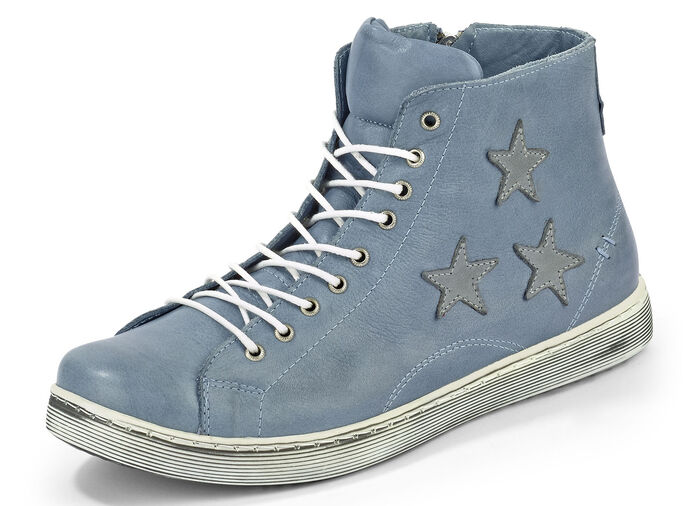 Andrea Conti Schnür-Stiefelette aus Rind-Nappaleder JEANSBLEU-GRAU