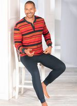 Schlafanzug mit Knopfleiste und B&uuml;ndchenabschl&uuml;ssen 