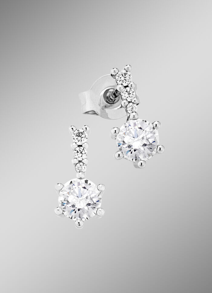 Hochglänzende Ohrstecker mit synth. Zirkonia 