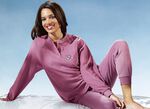 Schlafanzug aus Frottierstretch, Langarm mit Knopfleiste und Bündchen AZALEE