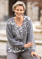 Pullover mit glänzendem Foliendruck GRAU-SILBERFARBEN