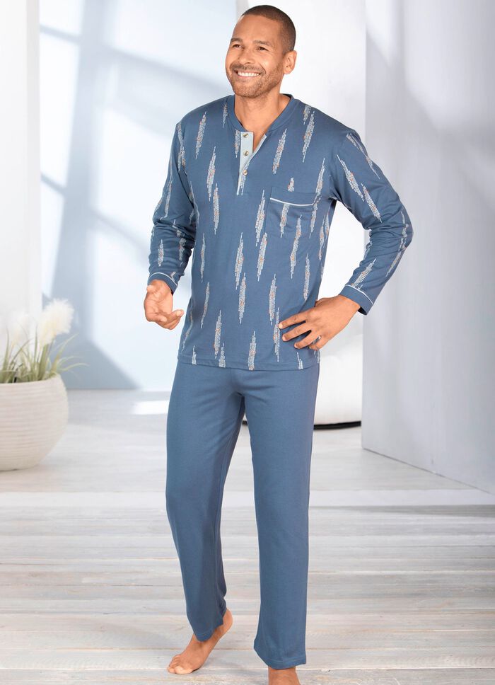 Schlafanzug mit Knopfleiste und offenen Abschl&uuml;ssen 
