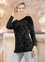 Schwarzes Shirt mit Flockdruck SCHWARZ