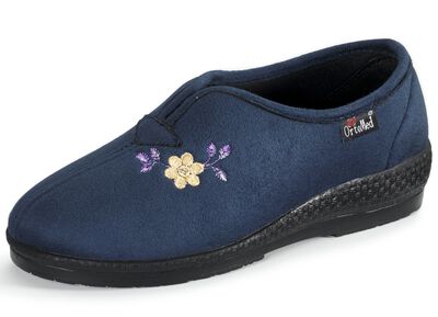 Klassische Damen-Hausschuhe, Weite H, mit Stickerei 