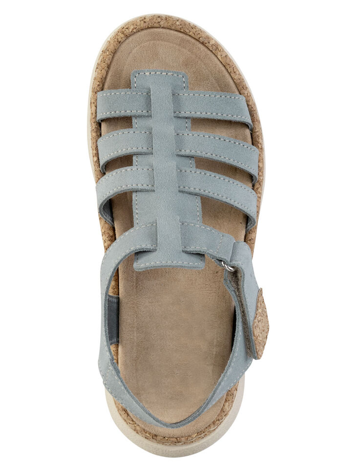 Stegspangen-Sandale mit Kork-Besätzen BLEU