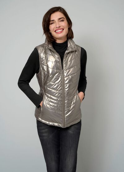 Steppweste in trendgenauer Metallic-Optik 