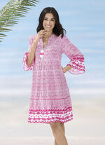 Kleid aus Viskose, allover dessiniert FUCHSIA-WEISS