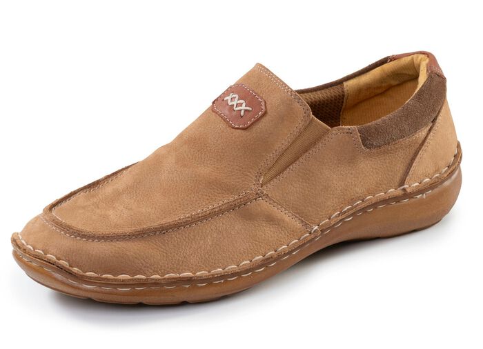 GINO GALANTE, leichte Herren-Slipper, mit herausnehmbarem Fu&szlig;bett CAMEL