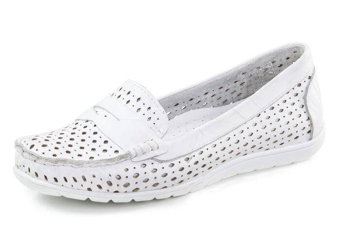 Gemini Slipper aus Nappaleder mit Lederspange WEISS