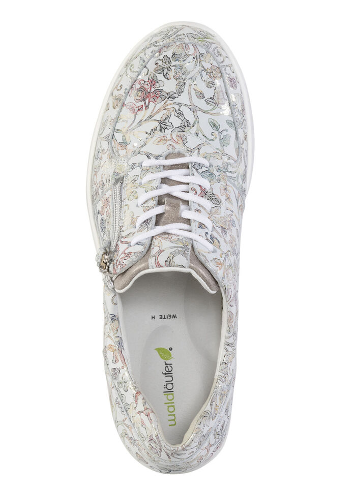 Waldläufer Sneaker aus floral bedrucktem Nubukleder EISBLAU-BUNT