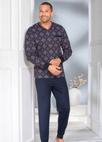 Schlafanzug mit V-Ausschnitt und B&uuml;ndchenabschl&uuml;ssen 