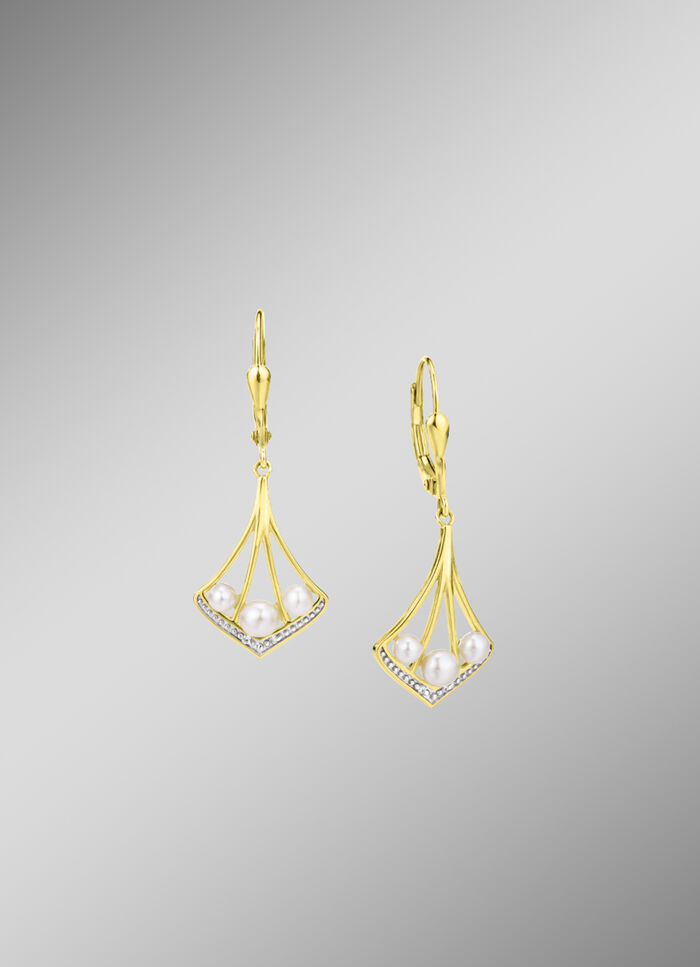 Ohrringe mit Zirkonia und Süßwasser-Zuchtperlen 