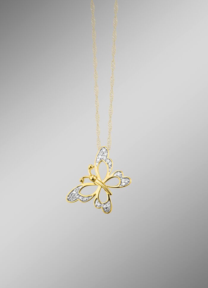 Schmetterling-Anh&auml;nger mit 24 Diamanten 