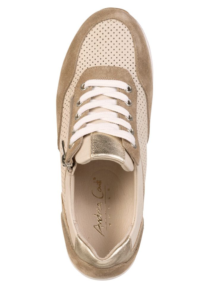Andrea Conti, sommerliche Damen-Sneaker, Weite G, mit herausnehmbarem Fu&szlig;bett BEIGE-TAUPE