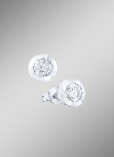 Solitaire-Ohrstecker aus Weißgold 