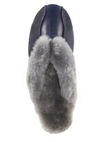 Pantoffel in 3 Farben mit echtem Lammfellfutter MARINE-HELLGRAU