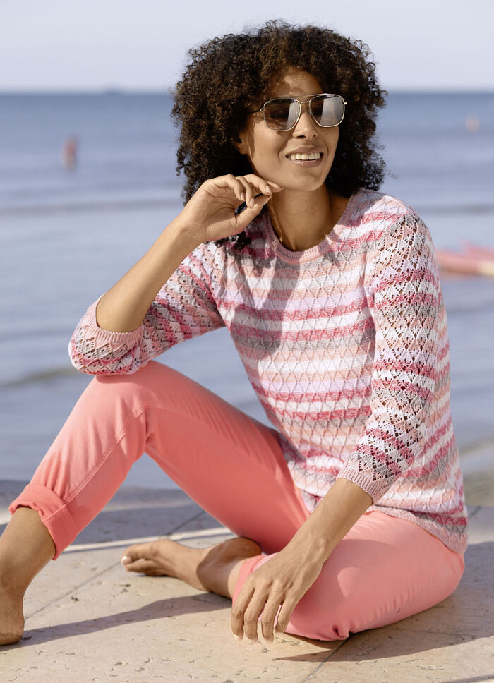 Pullover in Ringeldessin ECRU-HUMMER-MULTICOLOR