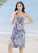 Laurina Kleid mit farbbrillantem Druckdessin und Spaghettitr&auml;gern 